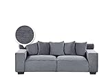 Bequemes Sofa 3er-Sitzer Cord inkl. 5 Kissen dunkelgrau Visk