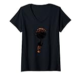 Damen Basketball Ball is Life Spieler, drehender Ball, abstrakte Flammen T-Shirt mit V