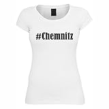 Damen T-Shirt #Chemnitz Größe M Farbe Weiss Druck schw