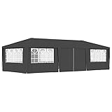 (Blitzlieferung) Faltpavillon mit Seitenteile, Draussen Partyzelt Gartenpavillon Event Shelter Strandüberdachung, Transparente Fenster Profi-Partyzelt mit Seitenwänden 4×9 m Anthrazit 90 g/m²