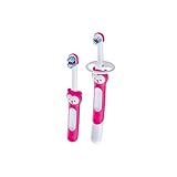 MAM Learn to Brush Set, Baby Zahnbürste mit langem Griff zum gemeinsamen Halten, Kinderzahnbürste trainiert das Zähneputzen, ab 6+ Monate,