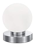 Reality Leuchten Tischleuchte Prinz R5400-07, Metall Nickel matt, Glas weiß, E14 exklusive, 4-fach Touch D