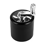 Bäcker & Lecker Grinder Crusher Pollen Kräutermühle mit Handkurbel für getrocknete Kräuter Spice Gewürze Herb aus Zinklegierung 4-teilig Set mit Pollen Scraper Schw