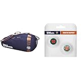 Wilson Schlägertasche Roland Garros Team 3, Bis zu 3 Schläger, Marineblau/Braun, WR8006801001 & 2er Pack Vibrationsdämpfer, Roland Garros, WR8402001001