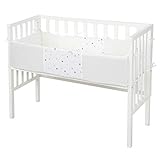 roba, Beistellbett 2in1 Safe Asleep für alle Elternbetthöhen inklusive belüfteter Matratze und Barriere, weiß