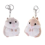 NUOBESTY 2 Stück Plüsch Schlüsselbund Hamster Form Kuscheltiere Schlüsselring Charme Handtasche Anhänger für Telefon Rucksack Geldbörse Schlüssel Geburtstagsgeschenk