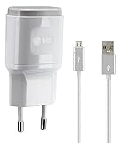 Original LG MCS04ED in Weiss für Q6+ 2.0 USB Datenkabel Netzteil 1.8A Ampere 1800 mAh Ladegerät Aufladekabel Travel Charger MicroUSB + gratis Bildschirm Reinigungsp