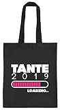 ShirtStreet Geschenkidee zur Geburt natur Jutebeutel Stoffbeutel Tote Bag Tante 2019 Loading, Größe: onesize,schw