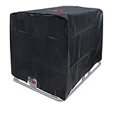 ECD Germany Abdeckplane schwere Qualität für Wassertank 1000 L 120 x 100 x 116 cm mit Lochausschnitt in Schwarz - Schutzhülle Schutzhaube Schutzplane UV-Folie IBC-Tank Regenwassertank B