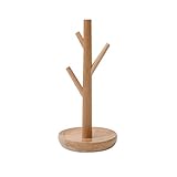 Schmuck Organizer Tower Schmuck Tree Rack for Halsketten Armbänder Armreifen und Ringe Holz Schmuck Display Stand Tischplatte Hängende Schmuckhalterung und Anzeige, Natürliche Farbe Schmuck Anzeig
