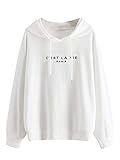 DIDK Damen Hoodie Kapuzenpullover Langarm Sweatshirt Kapuzensweatshirt mit Kapuze und Kordelzug Pullover Langarmshirt Kapuzen Pulli Weiß M