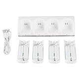 Rosilesi Ladestation Ladegerät Weiß 4 In 1 Mit 4Pcs 2800Mah Akku Für Uremotes(Weiß)