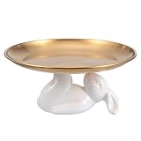 Pkfinrd Keramik Häschenkaninchen Kuchen Stand Dessertteller for Snacks und Kekse Bunny Candy Teller Geschenk Home Decorations Geschenk