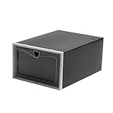 WEIZIWF schuhregal Schuhorganisator Stapelbare Schuh Aufbewahrungsboxen Schubladenart Vorderer Öffnung Schuhgestell Organizer Schrank Schuhe Behälter Dicker Kunststoff schuhschrank (Color : Black)