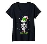Damen Die Gigi Elf Family Matching Group Weihnachten T-Shirt mit V