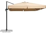 Schneider Sonnenschirm Rhodos, Natur, 300 x 300 cm quadratisch, 782-15, Gestell Alu/Stahl, Bespannung Polyester, 24 kg