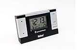 Mebus Funkwecker mit Thermometer / Zwei Verschiedene Weckzeiten einstellbar / beleuchtetes Display / Kalender / Farbe: Schwarz / Modell: 51059