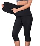 KUMAYES Sauna-Hose für Damen, Saunahose, hohe Taille, Thermohose, Sauna Damen, Hot mit Gürtel Shaper, Schwarz , XL