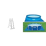 Intex Sicherheitsleiter 28075, für Pools von 91 - 107 cm Höhe, grau & Pool Ground Cloth - Pool Bodenplane - 4,72 m² - Für Easy Set und Frame Pools von 244 - 457