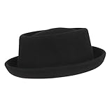 Cloudkids Pork Pie Hüte für Herren Damen Fedora Filzhut 100% Wolle Trilby Hut Unisex Wollfilzhut (Schwarz)