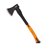 Mivos Axt 1000 g, mit Glasfaserstiel und Klinge aus Kohlenstoffstahl / Länge: 62 cm / Universalaxt zur Bearbeitung von Holz / Spaltaxt mit Gummiertes Griffende für Garten und W