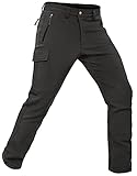 Vzteek Herren Wanderhose Thermo Softshellhose Wasserdicht Outdoorhose Winter Warm gefüttert Trekkinghose Winddichte Skihose 4wegestretch Schneehose, Fahrrad,Skifahren, Hundesport(Kohlengrau,S)