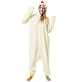 Katara 1744 -Hühnchen Kostüm-Anzug Onesie/Jumpsuit Einteiler Body für Erwachsene Damen Herren als Pyjama oder Schlafanzug Unisex - viele Verschiedene T