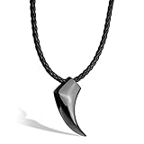 SERASAR Lederkette Herren Leder-Halskette mit Anhänger - 60cm Schwarz - Lederband Kette mit Schmuck-Schachtel für Männer - Echtleder - Geschenk für Männer - Leather Necklace Men Jewelry B