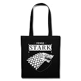 Spreadshirt Game Of Thrones Haus Stark Wappen Schattenwolf Stoffbeutel, Schw