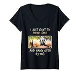 Damen Just Want To Drink Wine & Hang mit Saluki T-Shirt mit V