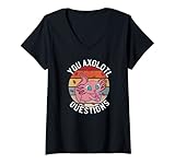 Damen You Axolotl Questions Shirt Pink Strawberry Milkshake T-Shirt mit V