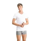 PUMA Mens Basic Men's V-Neck T-Shirt (2 Pack) Underwear, White, L