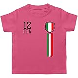 Fussball WM 2022 Fanartikel Baby - 12. Mann Italien Fanshirt - 3/6 Monate - Pink - Italien Baby - BZ02 - Baby T-S