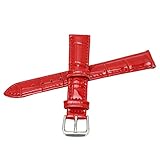 Jinyi Dornschließe Uhrenarmband, Atmungsaktives PU Leder Uhrenarmband Legierung für Zuhause für Damen für Herren für Uhrenshop(rot)