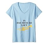 Damen Trompete Grafik Geschenk für Musiker Trompeten-Spieler Tuten T-Shirt mit V