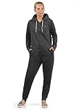 DESIRES OVA Damen Jumpsuit Overall Einteiler Aus Sweatmaterial Mit Kapuze, Größe:L, Farbe:Dark Grey Melange (8288)