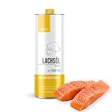 Canobel Basic Lachsöl für Hunde, Katzen & Pferde 500ml I 12% an Omega 3 & 6 Fettsäuren I Fischöl kaltgepresst in Lebensmittelqualität aus Deutschland I Barf Zusatz Öl für Haut & Fellpfleg