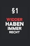 Notizbuch Widder: Notizheft A5 als Geschenk-Idee für Widder mit Humor / 6x9 Zoll 120 Seiten kariert / als Tagebuch oder Sternkreiszeichen mit dem Spruch §1 Widder haben immer R