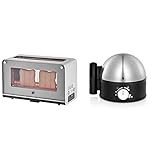 WMF Lono Toaster Glas mit Brötchenaufsatz, 2 Scheiben, XXL & Stelio Eierkocher Edelstahl, Eierkocher 1 Ei -7 Eier, 380 Watt, Härtegradeinstellung, Fortkochstufe, Messbecher mit Eipick