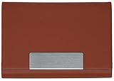 Visitenkartenetui braun - hochwertiges Kunstleder mit Magnetverschluss in gebürstetem Edelstahl, edle Visitenkartenbox im Business-Look von K.DESIGNS