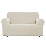 EBETA E Elastisch Sofa Überwürfe Sofabezug, Stretch Sofahusse Sofa Abdeckung Hussen für Sofa, Couch, Sessel 3 Sitzer (Cremefarbe, 185-235 cm)