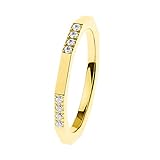 Ernstes Design Ring R591 evia Edelstahl Zirkonia 2 mm gelb vergoldet Vorsteckring