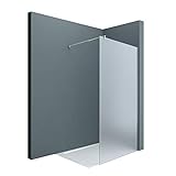 Sogood Luxus Duschwand Duschabtrennung Bremen1VS 140x200 Walk-In Dusche mit Stabilisator aus Echtglas 8mm ESG-Sicherheitsglas Milchglas inkl. Nanobeschichtung