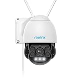 Reolink 5MP PTZ WLAN Kamera Outdoor, 5X Optischer Zoom, 60m Vollfarb-Nachtsicht, 2,4/5GHz WiFi Kamera mit Personen-/Fahrzeugerkennung, Auto-Tracking, 360° Ansicht, 2-Wege-Audio, IP66, RLC-523W