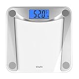 Vitafit Digitale Waage Personenwaage aus Gehärtetem Klarglas,Körperwaage mit Step-On Technologie,Großer LCD-Anzeige, 5kg-180kg