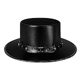 XuHangFF Steampunk Pest Arzt Hut PU Leder Schwarz Flat Top Hut für Halloween Cosplay Kostüm R