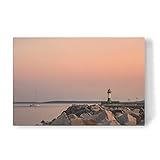 artboxONE Leinwand 90x60 cm Natur Abends auf der Mole in Sassnitz von Rico Kö