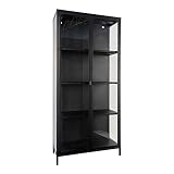 PKline Brisbane Vitrinenschrank Höhe 175cm schwarz Wohnzimmerschrank Vitrine Möb