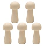 PRETYZOOM Pilze Deko Holz DIY Holzpilze zum Bemalen Basteln Kinderspielzeug 85MM 5 Stücke Holzfiguren Spielfiguren Handwerk Mikro Landschaft Ornament Bonsai Pupenhaus Dek