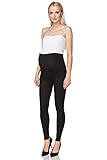 SOFTSAIL Damen Schwangerschafts-Leggings, Bauchunterstützung, Baumwolle, Schwangerschaftshose, Schwarz , 42